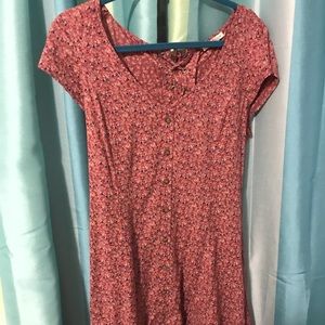 American Eagle floral pink dress back cut out